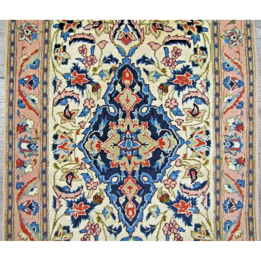 Antique Hand Knotted Rug Floral Pattern with Central Medallion 29 x 19